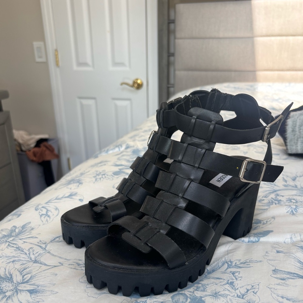 Steve Madden Black Strappy Heels